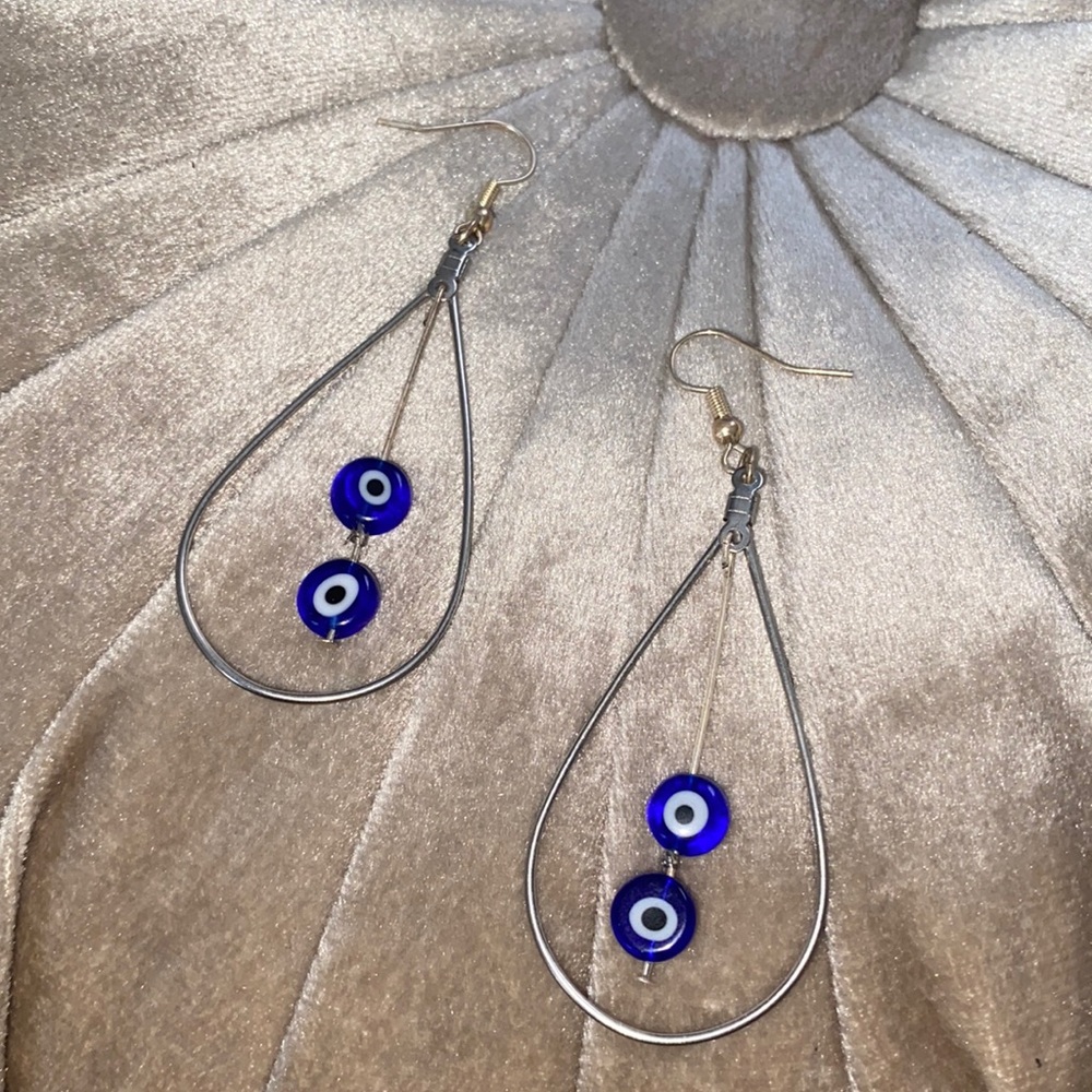 Pair of handmade evil eye earrings!! 🧿✨